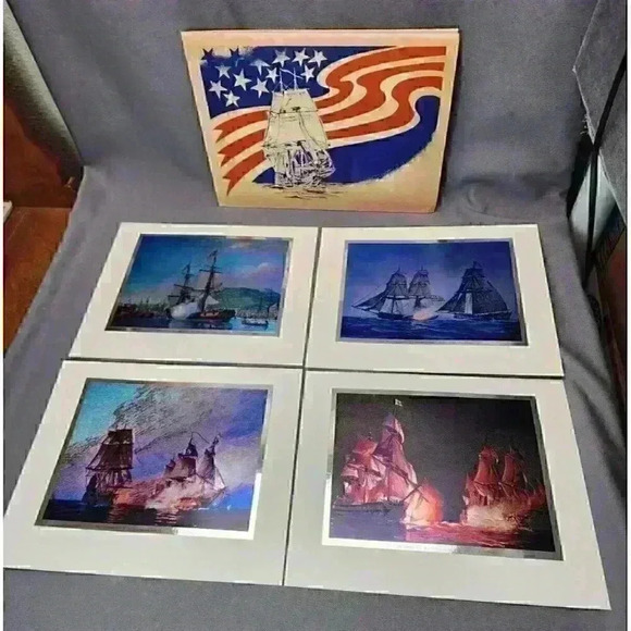 U.S. Ships of 76 Set William Nowland Van Powell Vintage Foil Color-Etched Prints - Picture 2 of 10